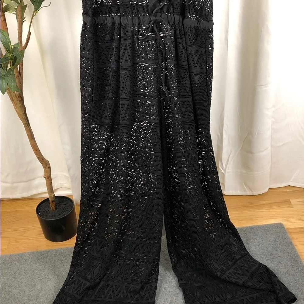 Elegant Black Lace Jumpsuit Swim Coverup Sz M (S2)